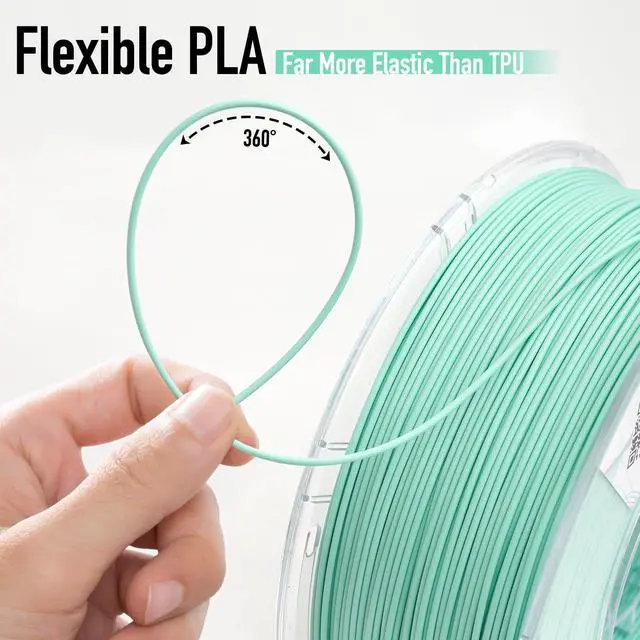 Alt view image 10 of 12 - Flexible PLA Food-Safe 92A Soft PLA 3D Printer Filament 1.75mm 1KG for Printing Dog Chew Toys and Highly Elastic Bouncy Airless Basketball Pet Ball, Mint Green