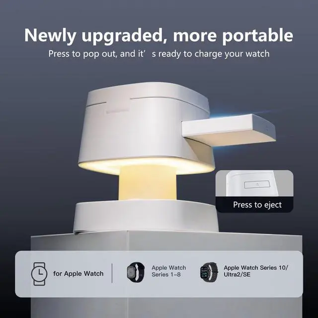 Alt view image 14 of 14 - 2026 Upgraded4 in 1 Wireless Charger, 3 in 1 Wireless Charging Station with Night Light for MagSafe Charger, 15W Magnetic Travel Stand for iPhone17/Air/Pro/Max/16/15/14/13/12, Apple iWatch, Airpods