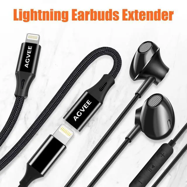 Alt view image 4 of 5 - 3.3ft Lightning Extension Cable, Braided Female to Male Extender Full Function Cord Compatible with iPhone Pad, Data Sync Video Audio & Charging Connector Adapter, Black