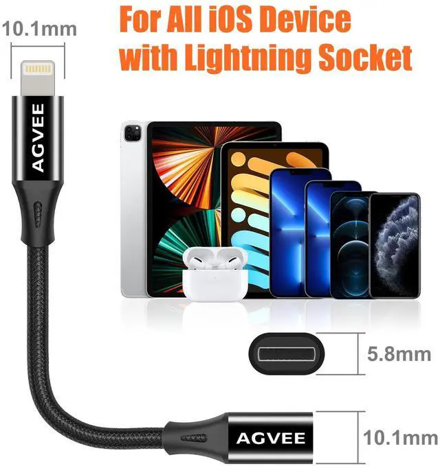 Alt view image 5 of 5 - 3.3ft Lightning Extension Cable, Braided Female to Male Extender Full Function Cord Compatible with iPhone Pad, Data Sync Video Audio & Charging Connector Adapter, Black