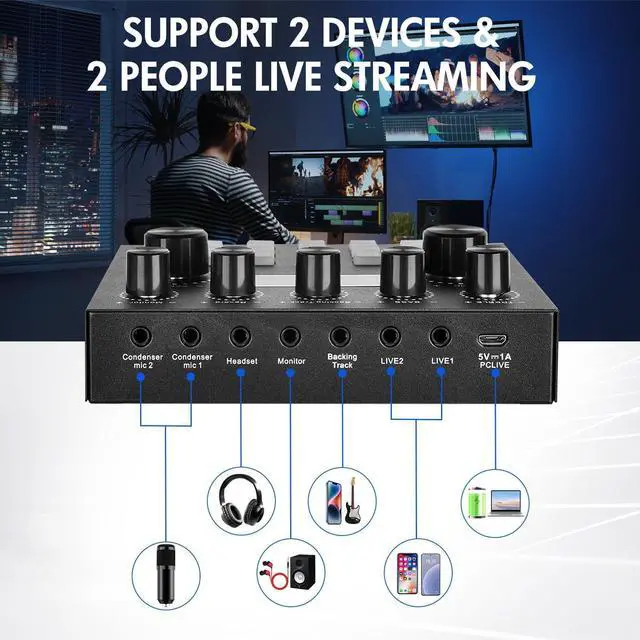 Alt view image 13 of 14 - Upgraded Podcast Equipment Bundle for 2, Podcast Equipment with BM-800 Microphone & V8s Sound Card, Podcast Microphone Bundle for Podcasting, Recording, Singing, Streaming and Gaming