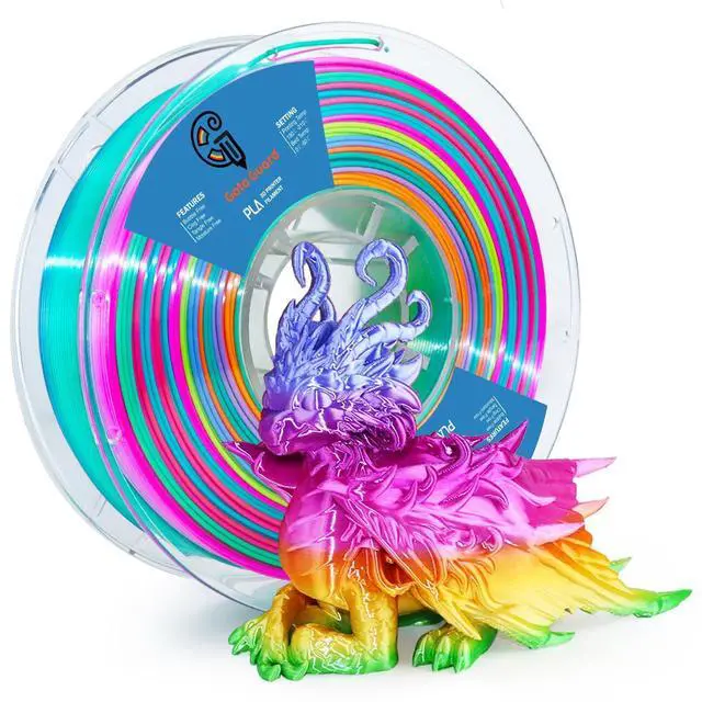 Alt view image 8 of 14 - silk PLA Rainbow Filamentpla Filament 1.75mm Multicolor Changing with Green Blue Purple Pink Yellow,3D Printing Filament 1kg/2.2lbs for Most FDM 3D Printer