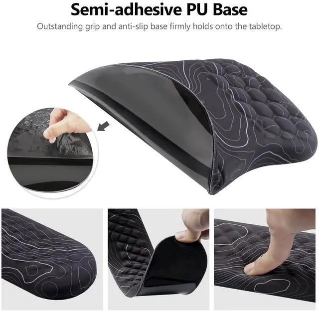 Alt view image 11 of 14 - Mouse Pad Wrist Support, 2 in1 Keyboard Wrist Rest+ Ergonomic Mouse Pad, Non-Slip Wrist Rest for Computer Keyboard, Made Easy Typing & Relieve Wrist Pain(Black White)