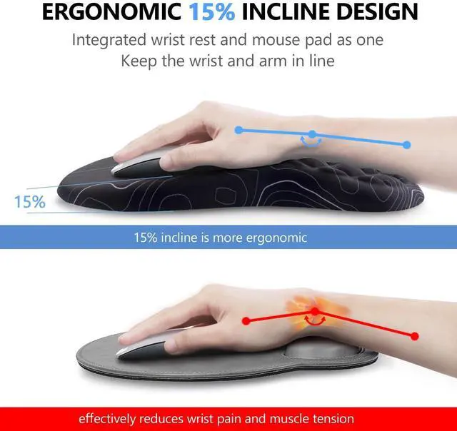 Alt view image 9 of 14 - Mouse Pad Wrist Support, 2 in1 Keyboard Wrist Rest+ Ergonomic Mouse Pad, Non-Slip Wrist Rest for Computer Keyboard, Made Easy Typing & Relieve Wrist Pain(Black White)