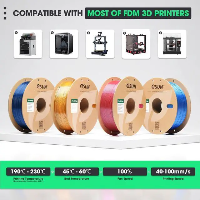 Alt view image 12 of 14 - Silk PLA 3D Printer Filament 1.75mm Black Red Dual Color Shiny Silky Filament, Dimensional Accuracy +/-0.03mm, 1kg (2.2lbs) Cardboard Spool for Most FDM 3D Printers