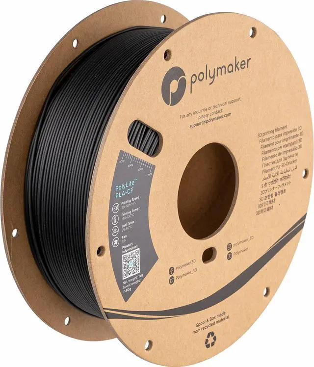 Alt view image 8 of 14 - Carbon Fiber PLA Filament 1.75mm, Carbon Fiber Reinforced 3D Printer PLA Filament 1kg - PolyLite 1.75mm Carbon Fiber 3D Printing PLA Filament Strong & Easy to Print & Matte PLA-CF
