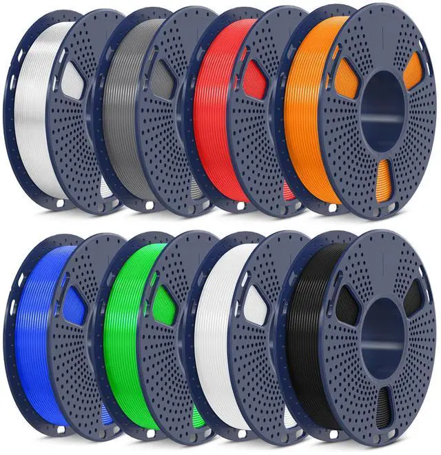 Alt view image 8 of 14 - 250g PLA Filament 1.75mm Bundle,3D Printer Filament Bundle Multicolor, Neatly Wound PLA Filament, Individually Vacuum Packed,250g Spool,8 Rolls,Black+White+Grey+Transparent+Red+Blue+Orange+Green