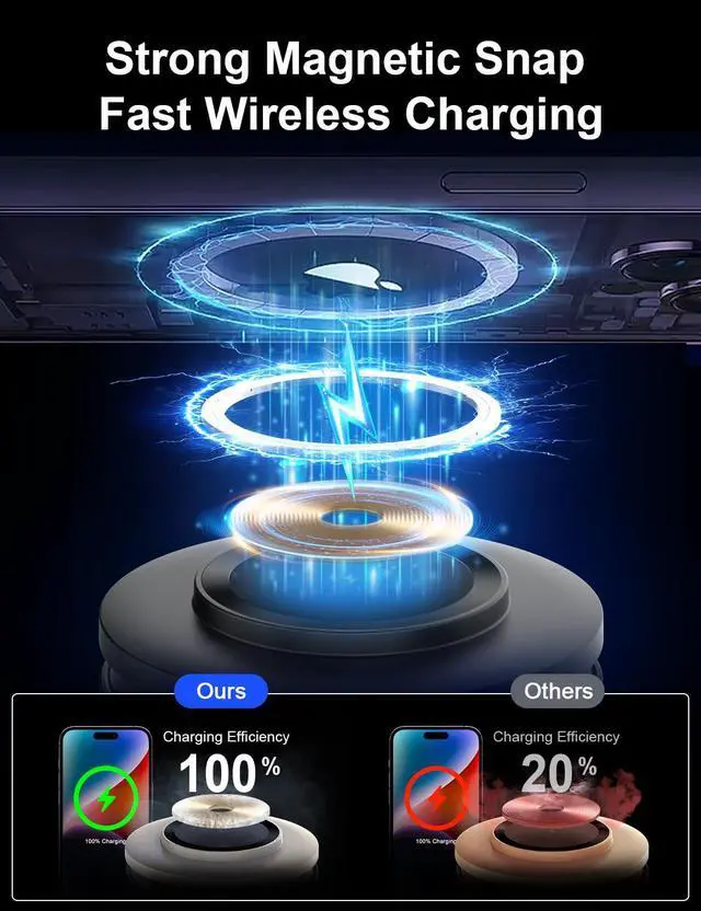 Alt view image 10 of 14 - 5-in-1 Wireless Charging Station with Bluetooth Speaker,Magnetic Charger with Night Light,Charger Stand with 33W Adapter Compatible with Apple Watch&iPhone 16 15 14 13 12 Pro Max&Wireless Earbuds