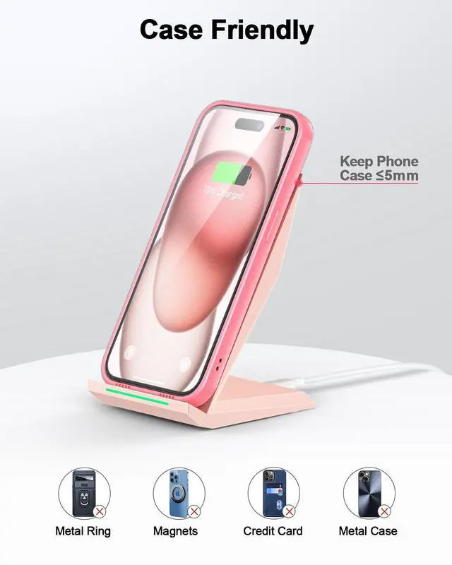 Alt view image 13 of 14 - Wireless Charger 2 Pack - Fast Wireless Charging Stand for iPhone 17/17 Air/16/16 Plus/16 Pro Max/16 Pro/15/14/13/12, Phone Charger Compatible Samsung Galaxy S26/S25/S24/S23/S22/S21,Pixel 6/5