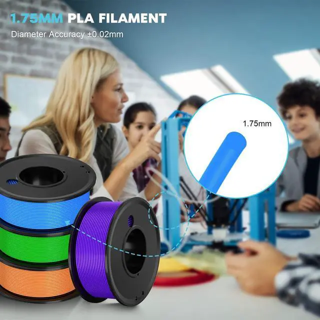 Alt view image 9 of 12 - 3D Printer Filament PLA 1.75mm 3-D Printing Materials 5 Colors Bundle Print Filimate 1.75 mm Orange Green Blue Yellow Purple Filiment1.75 Accuracy ±0.02mm Fillament Spool Vacuum Pack 250G X 5