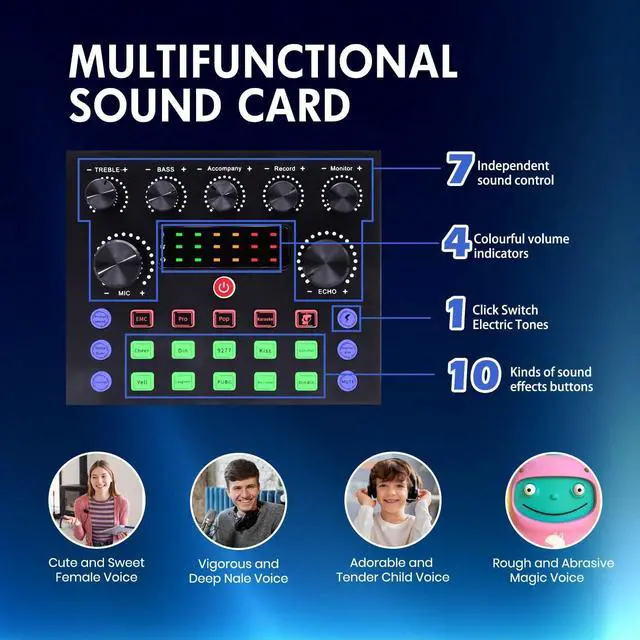 Alt view image 12 of 14 - Podcast Equipment Bundle, Podcast Microphone Bundle with BM-800 Microphone & V8s Sound Card, Recording Studio Equipment for Singing, Gaming, Live Streaming and YouTube Tiktok