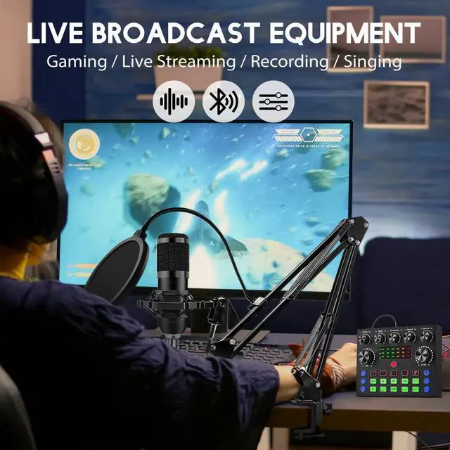 Alt view image 13 of 14 - Podcast Equipment Bundle, Podcast Microphone Bundle with BM-800 Microphone & V8s Sound Card, Recording Studio Equipment for Singing, Gaming, Live Streaming and YouTube Tiktok
