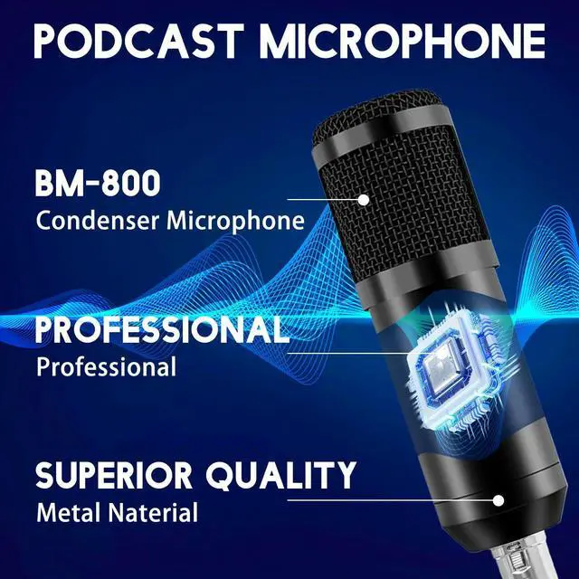 Alt view image 11 of 14 - Podcast Equipment Bundle, Podcast Microphone Bundle with BM-800 Microphone & V8s Sound Card, Recording Studio Equipment for Singing, Gaming, Live Streaming and YouTube Tiktok