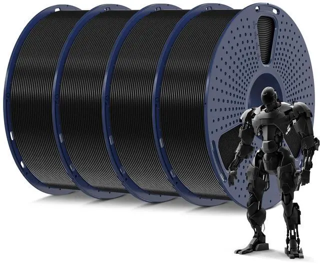 Alt view image 8 of 14 - 4kg PLA 3D Printer Filament Bundle, Neatly Wound PLA Filament 1.75mm ±0.02mm, Individually Vacuum Packed, 4kg in Total, 1kg per Spool, 4 Pack, 4000g, 4Black