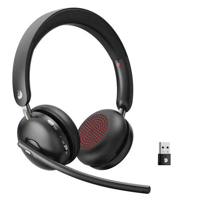 Alt view image 9 of 14 - Wireless Headset with Mic for Work, Bluetooth 5.3 Headset with Noise Cancelling, Wireless Headphones with Mic & USB Dongle, 65H & Mute, Ideal for PC/Call Center/Computer/Laptop/Study
