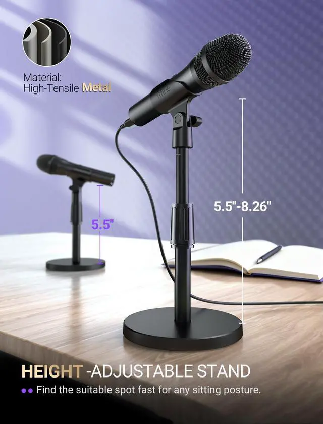 Alt view image 13 of 14 - USB/XLR Dynamic Microphone for Podcast Recording, Studio Mic Set with Desktop Stand for Vocal, Voice Over, Streaming, Black-AmpliTank TANK2