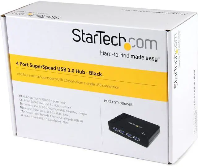 Alt view image 9 of 10 - 4-Port USB 3.0 SuperSpeed Hub with Power Adapter 5Gbps - Portable Multiport USB-A Dock IT Pro - USB Port Expansion Hub for PC/Mac - 4 Port Powered USB Hub for PC (ST4300USB3)