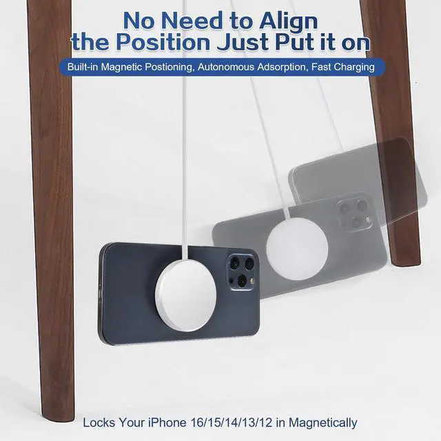 Alt view image 14 of 14 - Magnetic Wireless Charger for iPhone 16 15 Wireless Charging,Fast Mag-Safe Charger 2Pack 6FT with Apple USB C Charging Block for iPhone 16 Pro Max/16Pro/15 Pro/16/15/14/13/12/Plus/AirPods 3/2/Pro 2