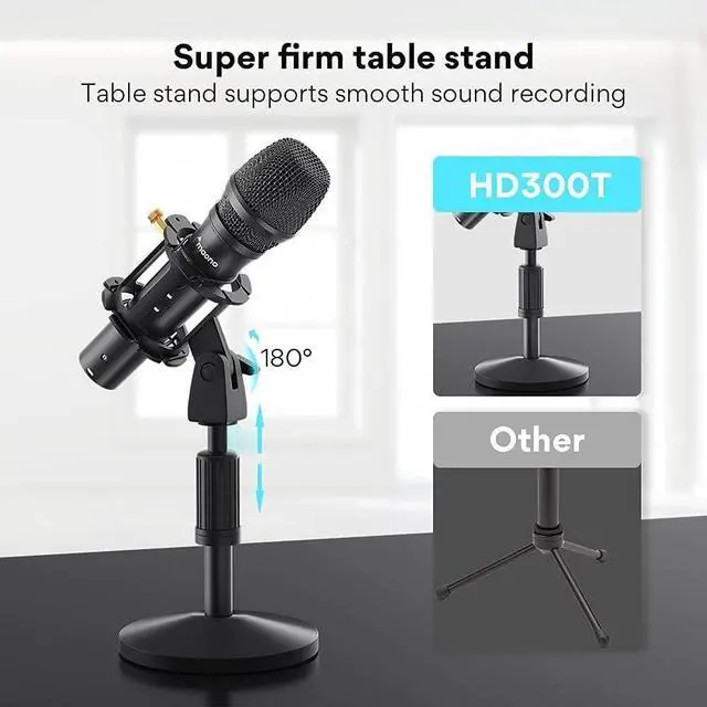 Alt view image 13 of 14 - USB/XLR Podcast Dynamic Microphone, Studio Mic Kit with Volume Control, Shock Mount, Pop Filter, Ideal for Vocal, Instruments Recording, Voice Over, Live Streaming (HD300T)