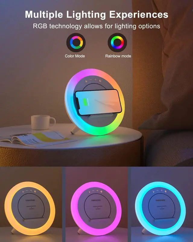 Alt view image 9 of 12 - Bluetooth Speaker Night Lights, Wireless Charging Kids Speaker, Color Changing Modern Bluetooth Lamp,Teenage Boys Girls Gifts Ideas