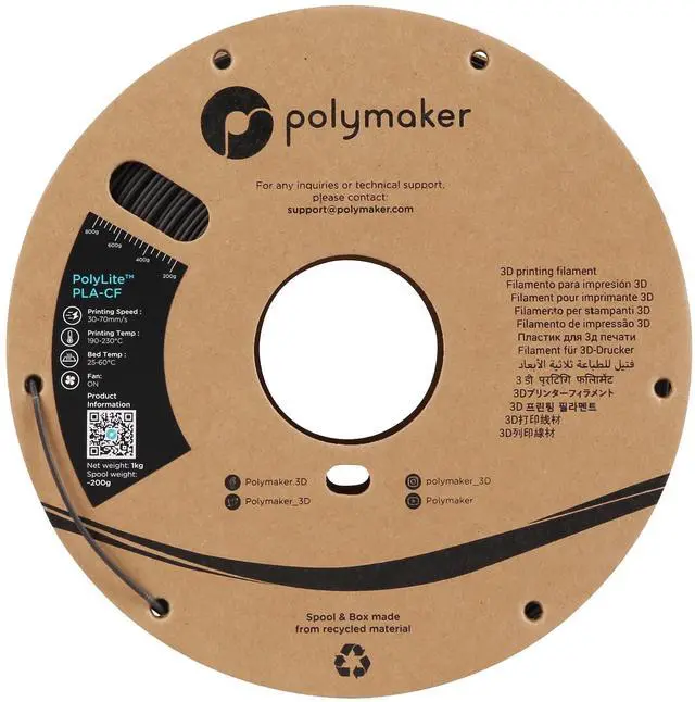 Alt view image 11 of 14 - Carbon Fiber PLA Filament 1.75mm, Carbon Fiber Reinforced 3D Printer PLA Filament 1kg - PolyLite 1.75mm Carbon Fiber 3D Printing PLA Filament Strong & Easy to Print & Matte PLA-CF