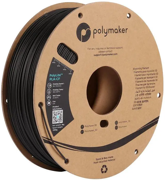 Alt view image 14 of 14 - Carbon Fiber PLA Filament 1.75mm, Carbon Fiber Reinforced 3D Printer PLA Filament 1kg - PolyLite 1.75mm Carbon Fiber 3D Printing PLA Filament Strong & Easy to Print & Matte PLA-CF