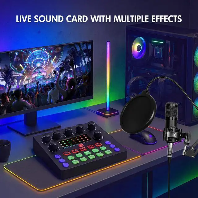 Alt view image 9 of 14 - Podcast Equipment Bundle, Podcast Microphone Bundle with BM-800 Microphone & V8s Sound Card, Recording Studio Equipment for Singing, Gaming, Live Streaming and YouTube Tiktok