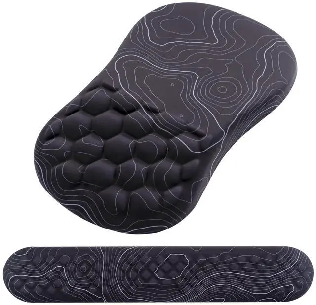 Alt view image 8 of 14 - Mouse Pad Wrist Support, 2 in1 Keyboard Wrist Rest+ Ergonomic Mouse Pad, Non-Slip Wrist Rest for Computer Keyboard, Made Easy Typing & Relieve Wrist Pain(Black White)