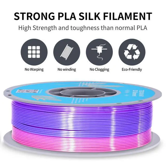 Alt view image 13 of 14 - Silk Rainbow PLA 3D Printer Filament, 1KG Spool(2.2lbs) 1.75mm PLA Fast Color Change 3D Printing Material, Multicolor Gradient Filament for Most FDM 3D Printers,Green Yellow Purple