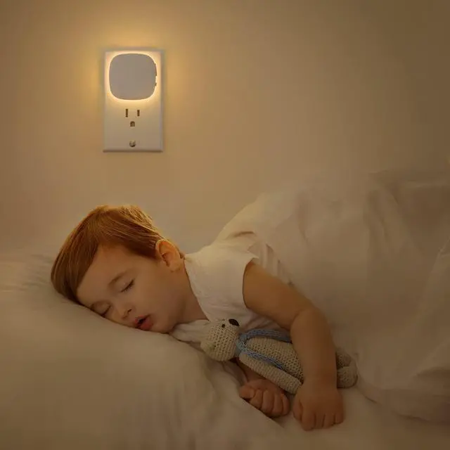 Alt view image 14 of 14 - Plug-in LED Backlit Night Light with Motion Sensor & Dusk to Dawn Sensor, Dimmable Warm White Nightlight with 1-50 lm Adjustable Brightness for Bedroom, Bathroom, Stairs, Hallway (4 Pack)