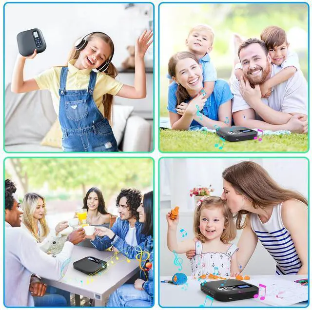 Alt view image 14 of 14 - CD Player Portable Bluetooth CD Player with Speakers and FM Transmitting Portable CD Players Rechargeable for Home Small Player for car with LCD Screen Anti-Skip Backlight Design Upgraded