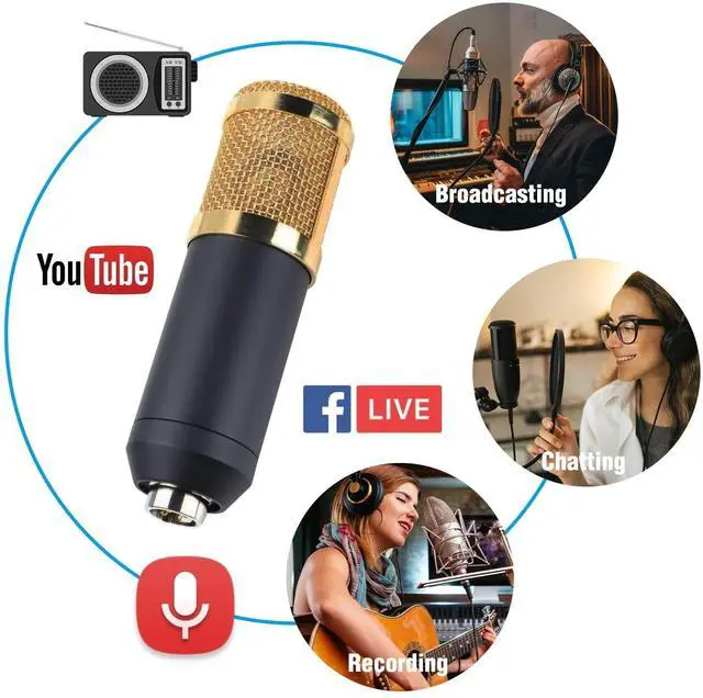 Alt view image 14 of 14 - Condenser Microphone Bundle, Live Sound Card, Adjustable Boom Arm, Shock Mount, Metal Mic Pop Filter, Sponge Pop Filter Cover, Earphone, Audio Cables and Power Cable, Set of 11 Mic Kit