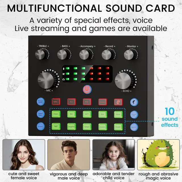 Alt view image 10 of 14 - Podcast Equipment Bundle, Recording Studio Package with Podcast Microphone and Voice Changer, Live Sound Card - Audio Interface for Laptop Computer Vlog Living Broadcast Live Streaming YouTube TikTok