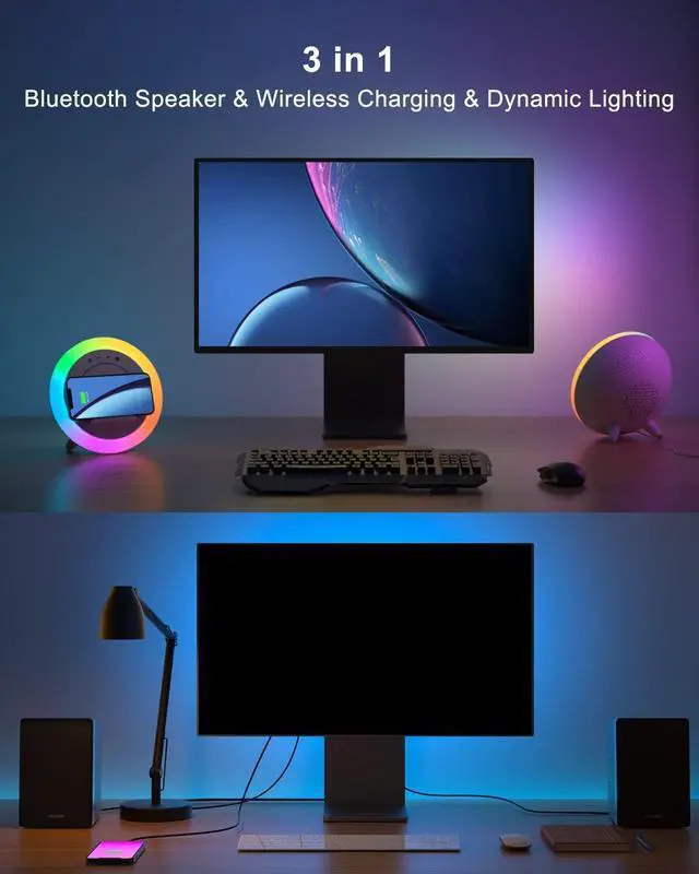 Alt view image 10 of 12 - Bluetooth Speaker Night Lights, Wireless Charging Kids Speaker, Color Changing Modern Bluetooth Lamp,Teenage Boys Girls Gifts Ideas