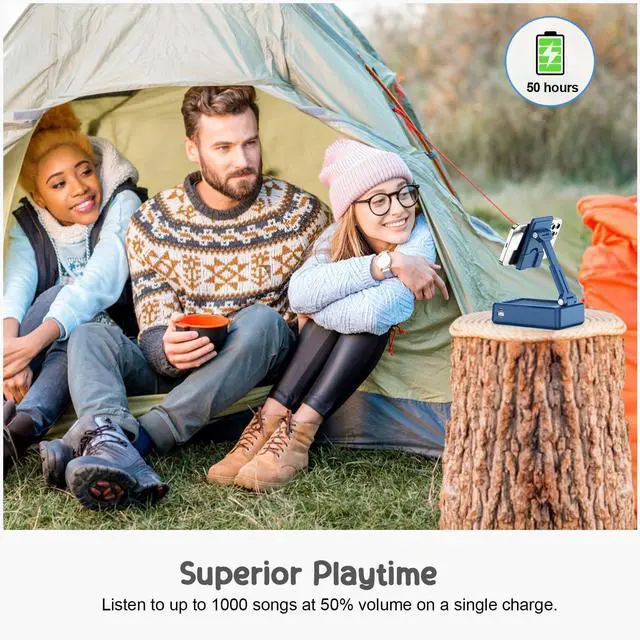 Alt view image 12 of 14 - Gifts for Men Women Foldable Cellphone Stand with Bluetooth Speaker and Charging Funtion Birthday Gift Idea for Mom Dad Cool Gadget Tech Gifts-Blue