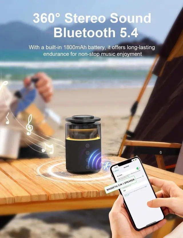 Alt view image 11 of 14 - 5-in-1 Wireless Charging Station with Bluetooth Speaker,Magnetic Charger with Night Light,Charger Stand with 33W Adapter Compatible with Apple Watch&iPhone 16 15 14 13 12 Pro Max&Wireless Earbuds
