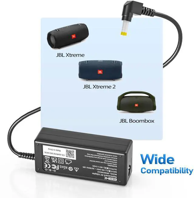 Alt view image 2 of 7 - 19V Replacement for JBL Xtreme 2 Charger/Extreme 2 / Xtreme/JBL Boombox Portable Wireless Bluetooth Speaker Replacement JBL Speaker Power Cord