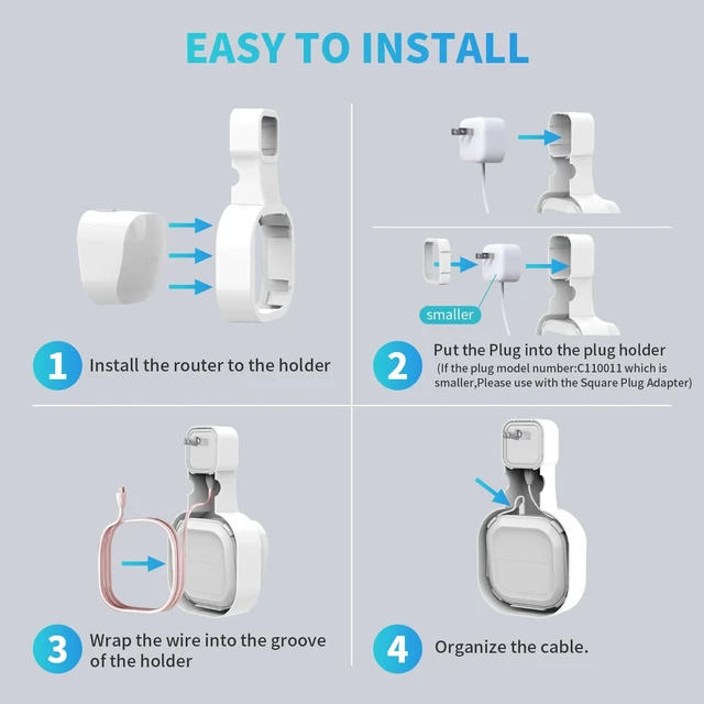 Alt view image 4 of 7 - Wall Mount Holder for eero 6 and for eero 6+ Router Mesh Wi-Fi System No Messy Wires, Space-Saving Outlet Wall Mount Holder for eero 6 Plus Extender, Stand Bracket for eero 6+ (White-1pcs)