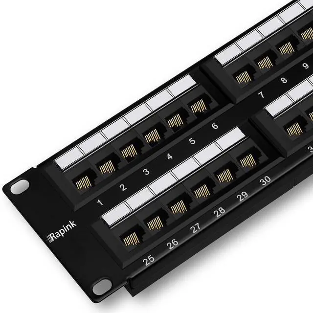 Alt view image 8 of 14 - Patch Panel 48 Port Cat6 10G Support, Network Patch Panel UTP 19-Inch, Wallmount or Rackmount 1U Ethernet Patch Panel Punch Down Block for Cat6, Cat5e, Cat5 Cabling