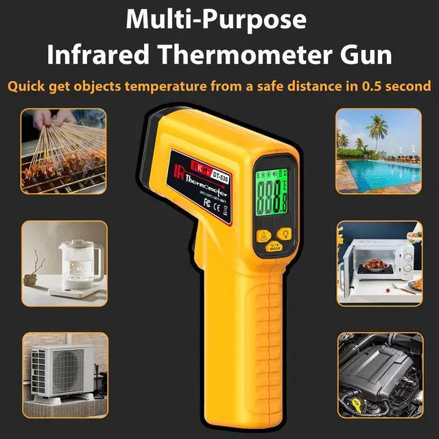 Alt view image 5 of 7 - Infrared Thermometer Gun Non-Contact Laser Temperature Gun,-58°F~986°F(-50°C~530°C) AdjustableEmissivity,Digital Thermometer Gun for Industrial,Kitchen Cooking,Oven,Automotive,HVAC,Not for Human