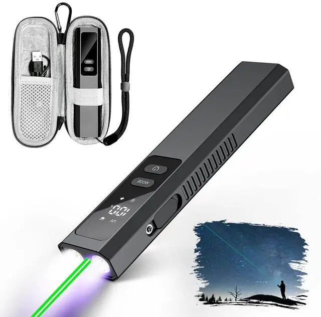 Main image of 4-in-1 EDC Flat Flashlight, USB-C Rechargeable Magnetic Handheld Slim Flashlights with UV Light & Green Laser Pointer & Red Strobe Combo, Waterproof Aluminum Alloy Pocket Clip Flashlight-LT 010