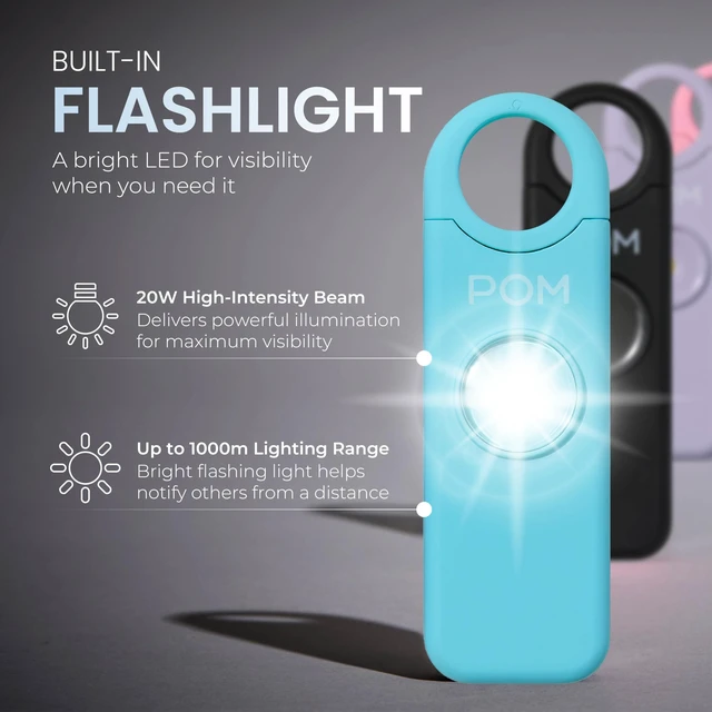 Alt view image 4 of 7 - Personal Safety Alarm for Women 130dB Loud Emergency Siren, USB-C Rechargeable with Bright LED Flashlight, Portable Keychain Design for Self Defense, Purse, Backpack & Travel (Aqua)