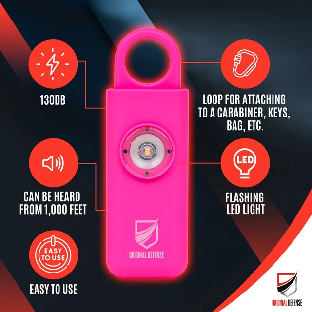 Alt view image 2 of 7 - ® Siren Self-Defense Alarm - 125 dB Keychain Alarm with LED Strobe Light for Women, Children, and Elderly - Police Recommended - (Magenta, 1 Count)