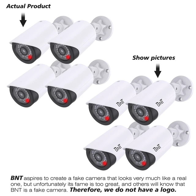 Alt view image 2 of 7 - Dummy Fake Security Camera, with One Red LED Light at Night, for Home and Businesses Security Indoor/Outdoor (4 Pack, White)
