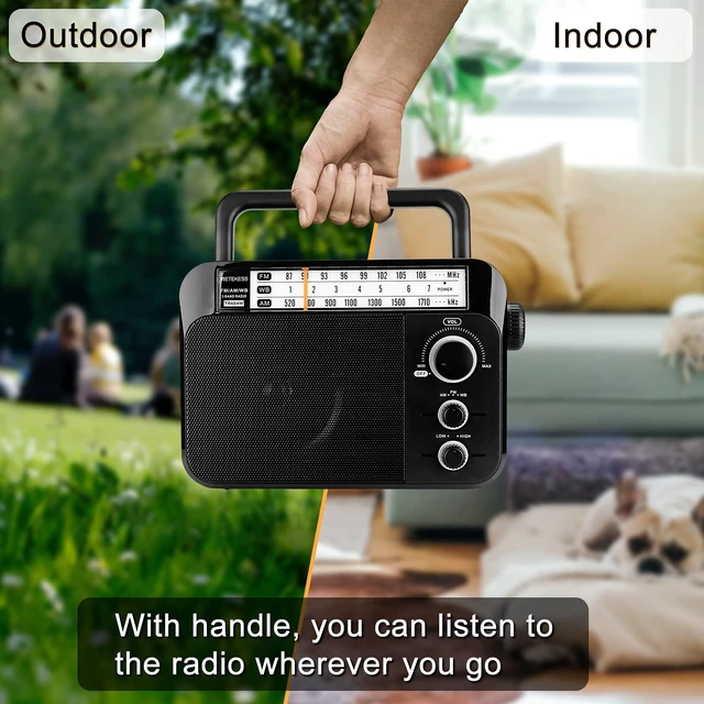 Alt view image 4 of 7 - TR604W AM FM NOAA Radio, Portable Emergency Weather Radios(Black) for Home, Best Reception, AC or D Battery Powered, Clear Dial, Large Knob