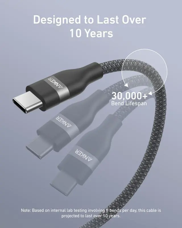 Alt view image 4 of 6 - Anker Nano USB C to USB C Cable, 240W Fast Charging Cable (10 ft, Black)