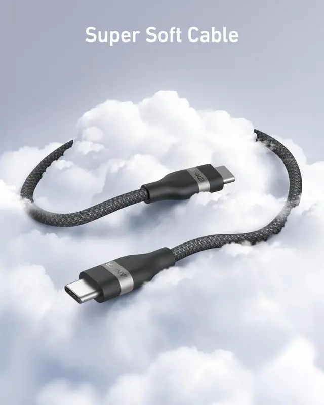 Alt view image 3 of 6 - Nano USB C Cable, 240W Flexible Multi-Color Braided Cord, Fast Charging Type C Charger for iPhone 17 Series, MacBook Pro and More (Black, 3ft)