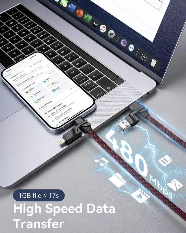 Alt view image 6 of 7 - 240W 4 in 1 Charging Cable,6FT USB C to Lightning Cable Braided USB C Cable Fast Charging iPhone Charger Cable with USB A/C to C/Lightning for iPhone 17 16 15 14 Pro/MacBook/iPad/Samsung S25 S24