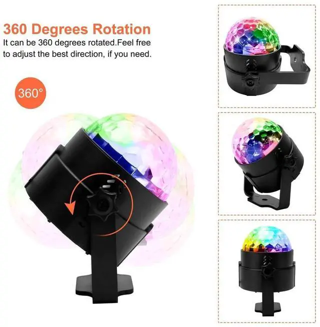 Alt view image 4 of 7 - Disco Party Lights Sound Activated Strobe Light with Remote, DJ Stage Lighting for Home Dance Parties Birthday Karaoke Halloween Christmas Decorations