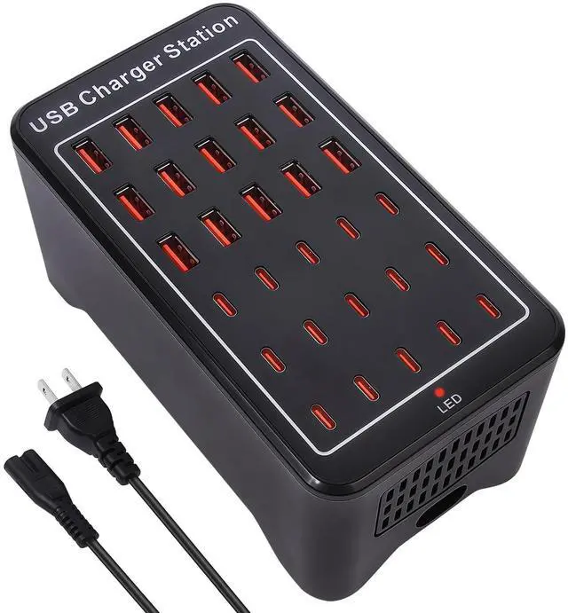 Main image of 150W(30A) USB Charging Station, 30-Port USB C Charger Block, Multiple Desktop/Wall Fast Charger with Intelligent Protection Compatible with iPhone, iPad, Tablets, Smartphones